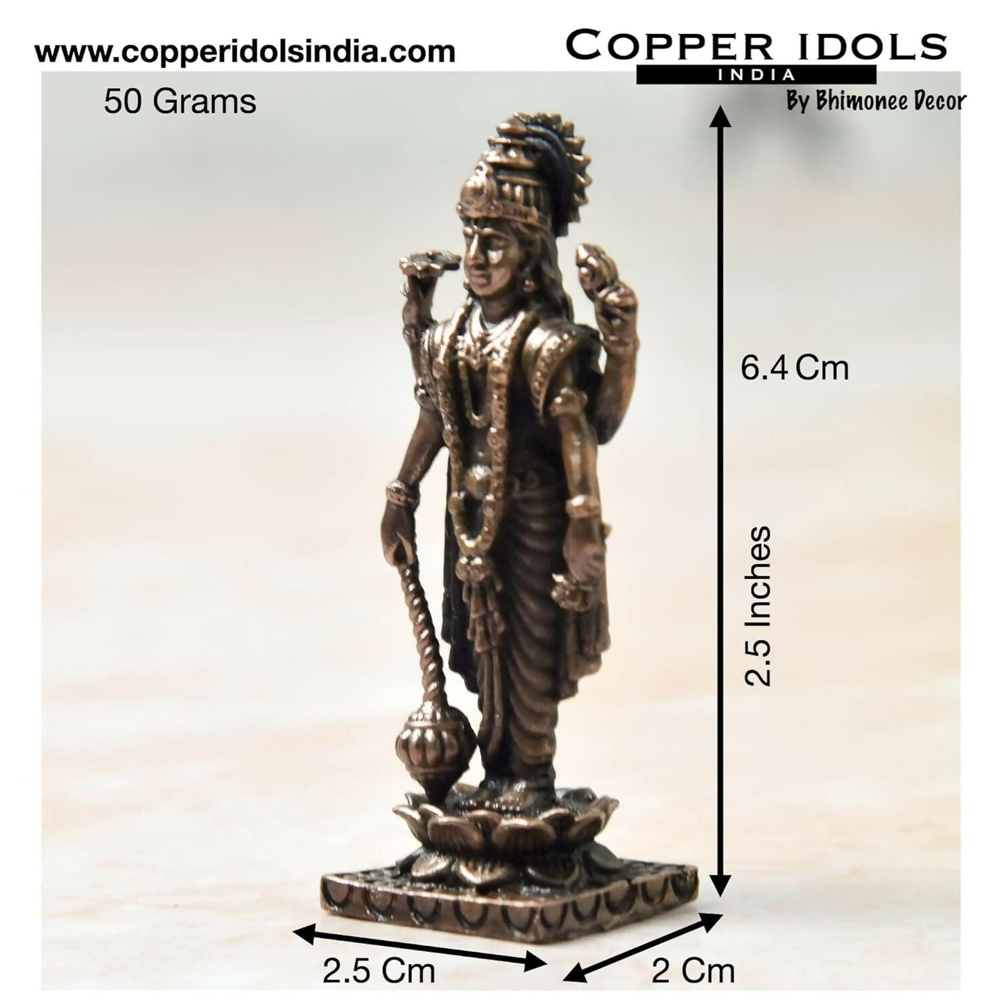Copper Idols India - By Bhimonee Decor , Copper Vishnu Idol - Swadesiicart