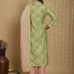 Jyoti Fashion Women's Green Chanderi Silk Elegant Jardoshi Semi Kurta with Trouser & Dupatta | Swadesiicart