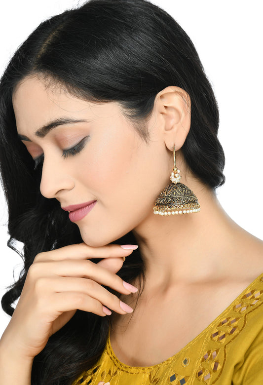 Mominos Fashion Johar Kamal Latest Designer Golden Color Jhumkas - Swadesiicart