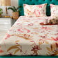 URBAN SPACE Serene White Floral Printed 200 TC Pure Cotton Bedsheet & Pillow Covers - Swadesiicart