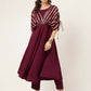 FIORRA Women's Wine Poly Crepe A-Line Kurta Set - Swadesiicart