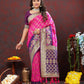 Lorenvalley Fashion Magenta & Wine Patola Silk Woven Design Meenakari Weaving Saree - Swadesiicart