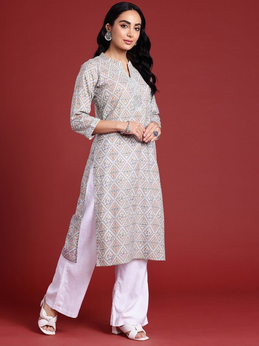 Anouk Women Floral Printed Gotta Patti Kurta - Swadesiicart