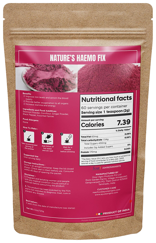 Ayura Origins Nature's Haemo Fix Powder - Swadesiicart