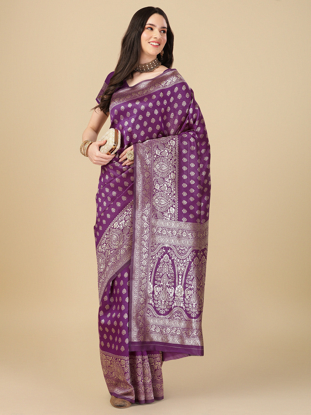 Kalini Ethnic Motifs Zari Art Silk Banarasi Saree | Swadesiicart