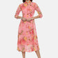 Souchii Women Pink Floral Printed A-Line Dress - Swadesiicart