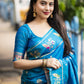 Blue Pure Silk Woven Design Saree with Unstitched Blouse - Hiral Fashion | Swadesiicart