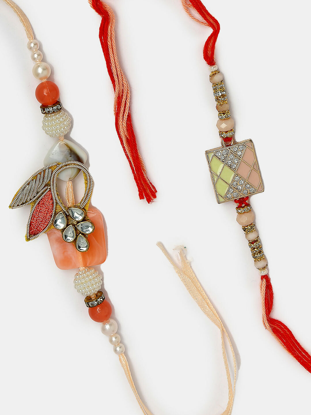 NVR Men Set of 2 Multicolor Stone-Studded Rakhi With Roli Chawal & Chocolate | Swadesiicart
