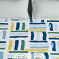 Story@home Arena White & Blue Geometric Printed 180 TC Queen Bedsheet & 2 Pillow Covers - Swadesiicart