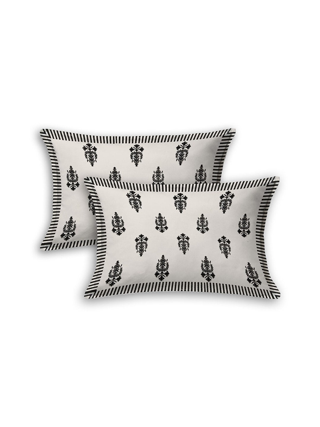 LIVING ROOTS White & Grey Ethnic Motifs 210 TC King Bedsheet with 2 Pillow Covers - Swadesiicart