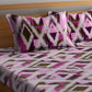 BOMBAY DYEING Marigold Purple Geometric Cotton 104 TC King Bedsheet With 2 Pillow Covers - Swadesiicart