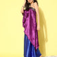 InWeave Women's Wine Navy Brocade Satin Oneshoulder Blue Palazzo Set - Swadesiicart