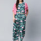 Ahalyaa Women's Dark Green Crepe Printed Jumpsuit | Swadesiicart