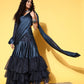 Tikhi Imli Navy Blue Sequinned Ready to Wear Saree | Swadesiicart