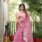 Vamsee Meghna-Green Lavender Organza Saree - Swadesiicart