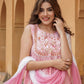 Kalini Geometric Printed Tie-Up Neck Thread Work A-Line Kurta with Sharara & Dupatta | Swadesiicart