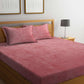 KLOTTHE Rust-Red Abstract Woolen 300TC King Fitted Bedsheet With 2 Pillow Covers - Swadesiicart