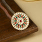 NVR Women's Traditional Ethnic Kundan Meenakari Gold-Polished Ajustable Finger Ring | Swadesiicart