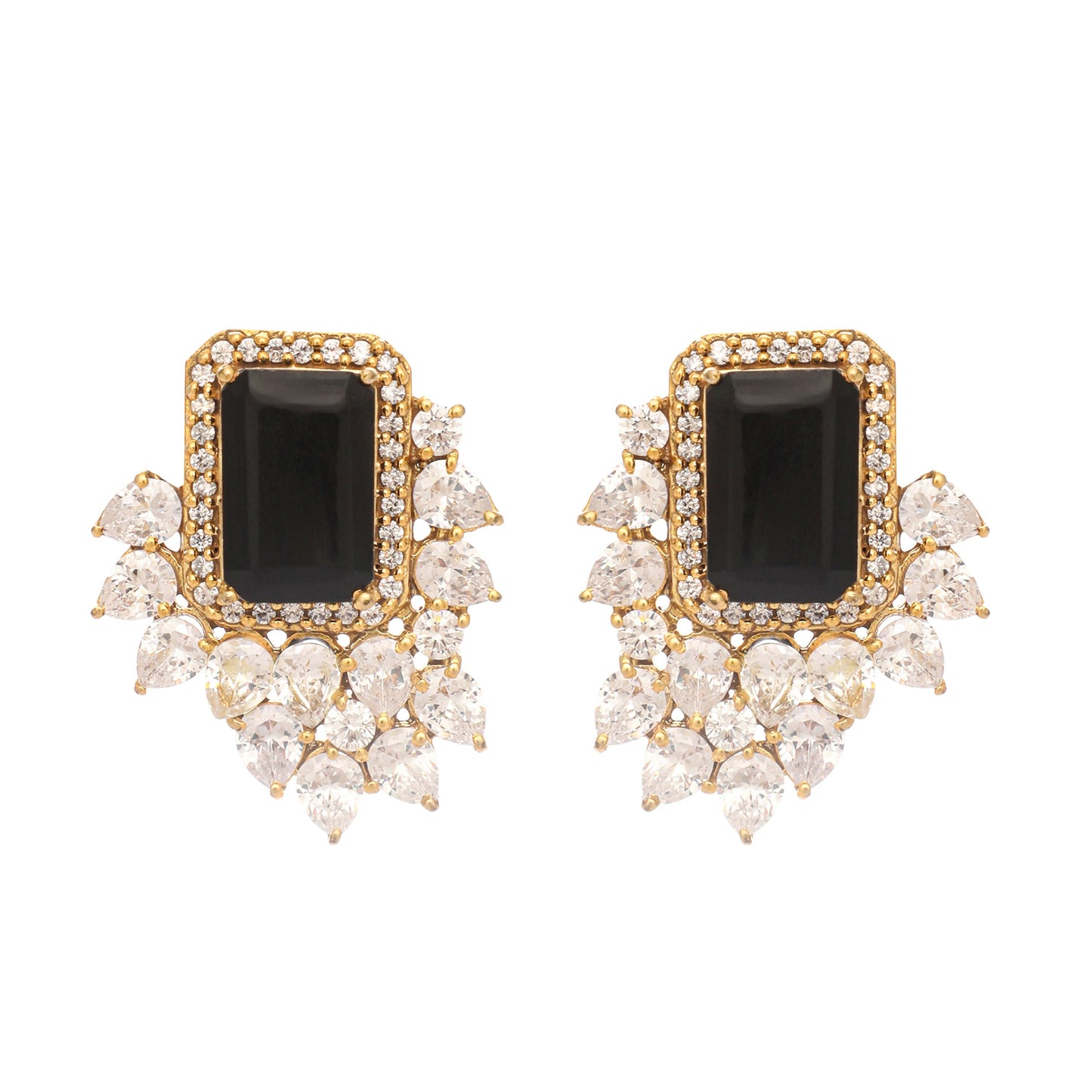 Nuyug 22K Gold Plated Noir Spark Contemporary Stud Earrings | Swadesiicart