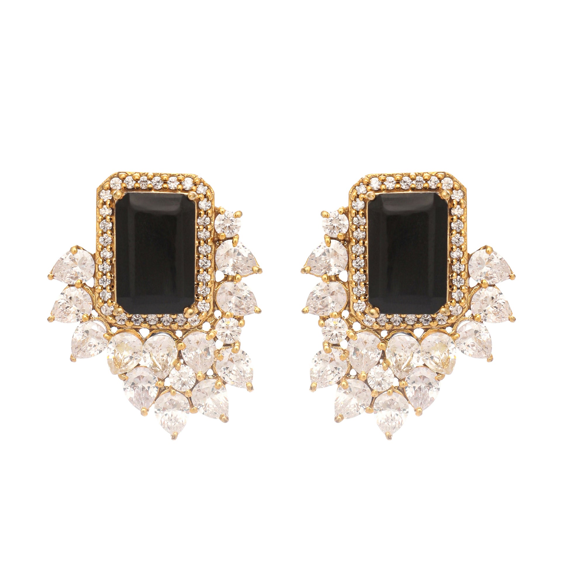 Nuyug 22K Gold Plated Noir Spark Contemporary Stud Earrings | Swadesiicart