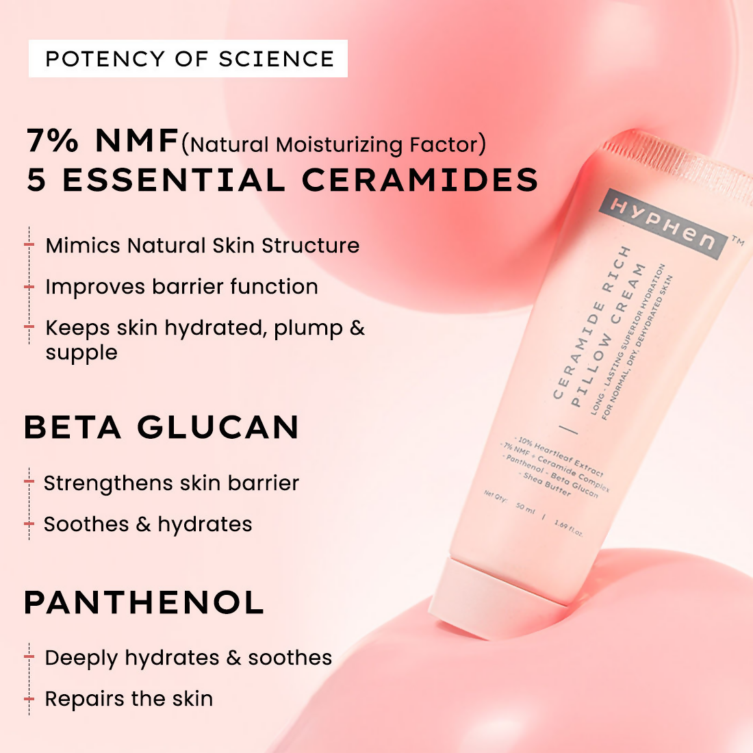 Hyphen By Kriti Sanon 10% Heartleaf & 7% Ceramides-Nmf Face Cream Moisturizer Rich Pillow Cream | Swadesiicart