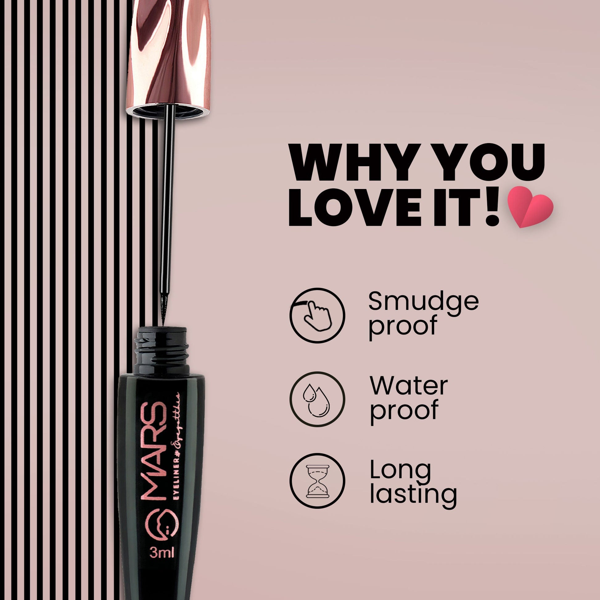 MARS Cosmetics Glossy Liquid Eyeliner - Black - Swadesiicart