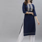 Kalini Women Blue Poly Viscose Rayon Embroidered Kurta | Swadesiicart