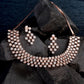 Saraf RS Jewellery White Rose Gold-Polished AD Studded Necklace Jewellery Set