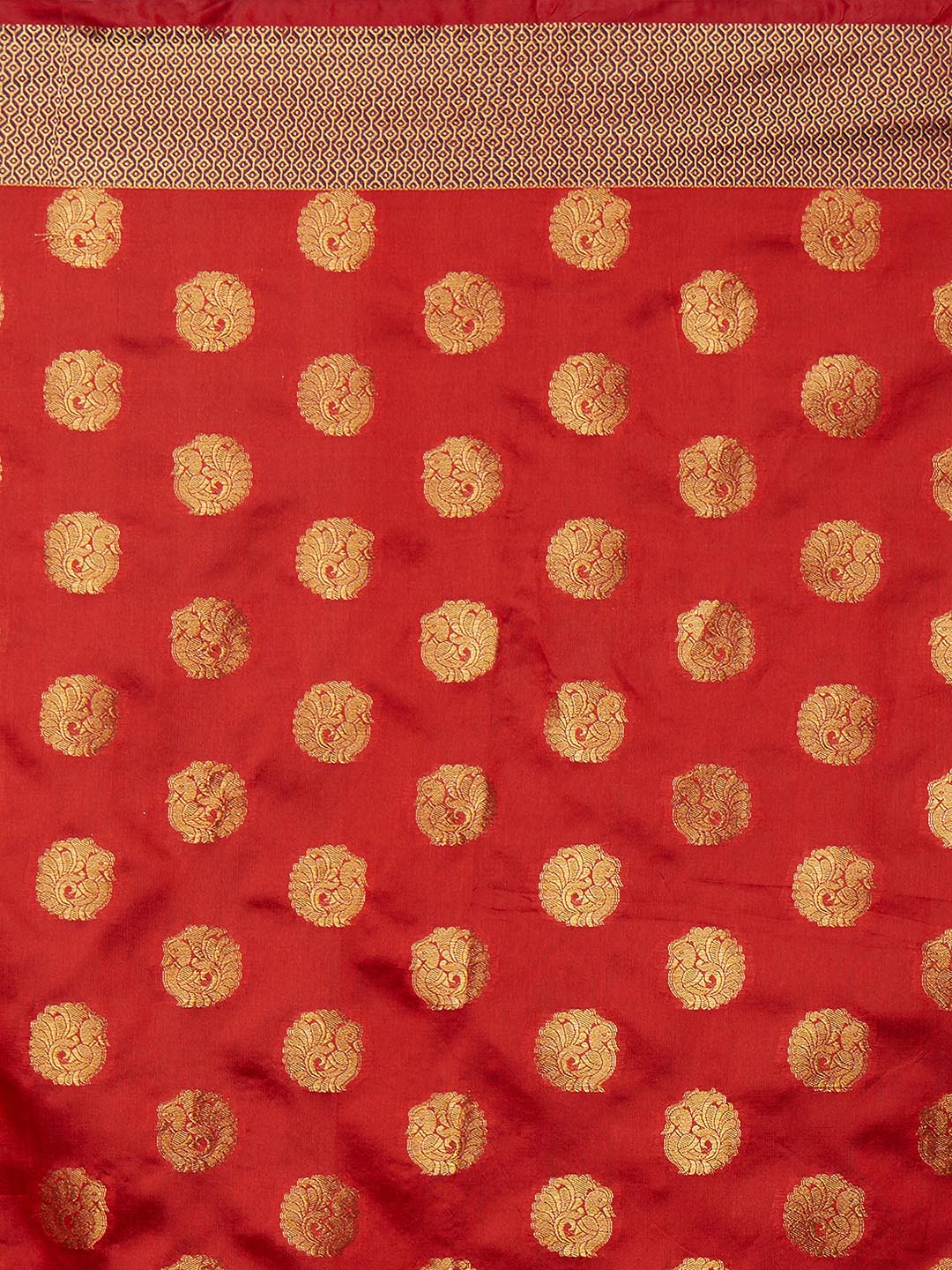 Mitera Red & Gold-Coloured Silk Blend Woven Design Banarasi Saree | Swadesiicart