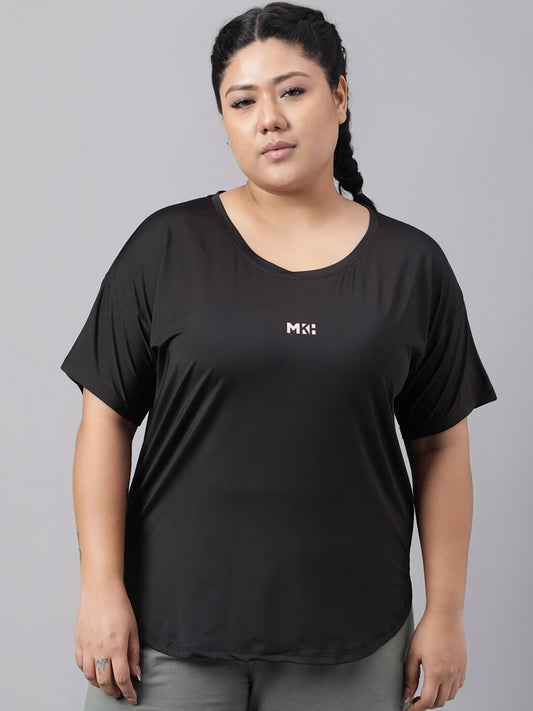 MKH Plus Size Drop Shoulder Sleeves Dri FIT Relaxed Fit Sports T-shirt - Swadesiicart