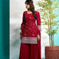 Aayaa Designer Faux Gorgette Embroidery Zari Sequins Thread work Full Flaired plazzo Suit with Dupatta - Maroon
