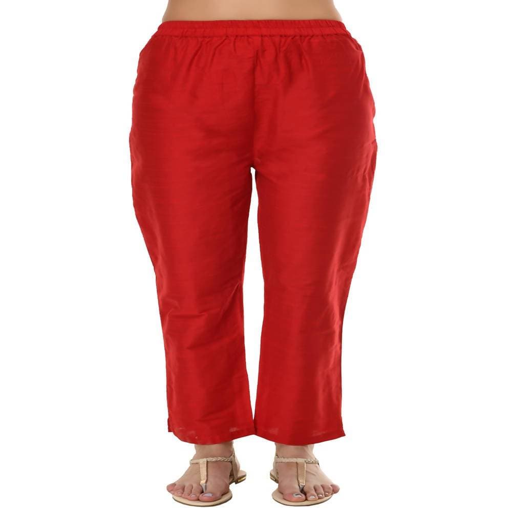 Lagi Women's Red Poly silk Straight Embroidred Kurta & Pant (RO116B) | Swadesiicart