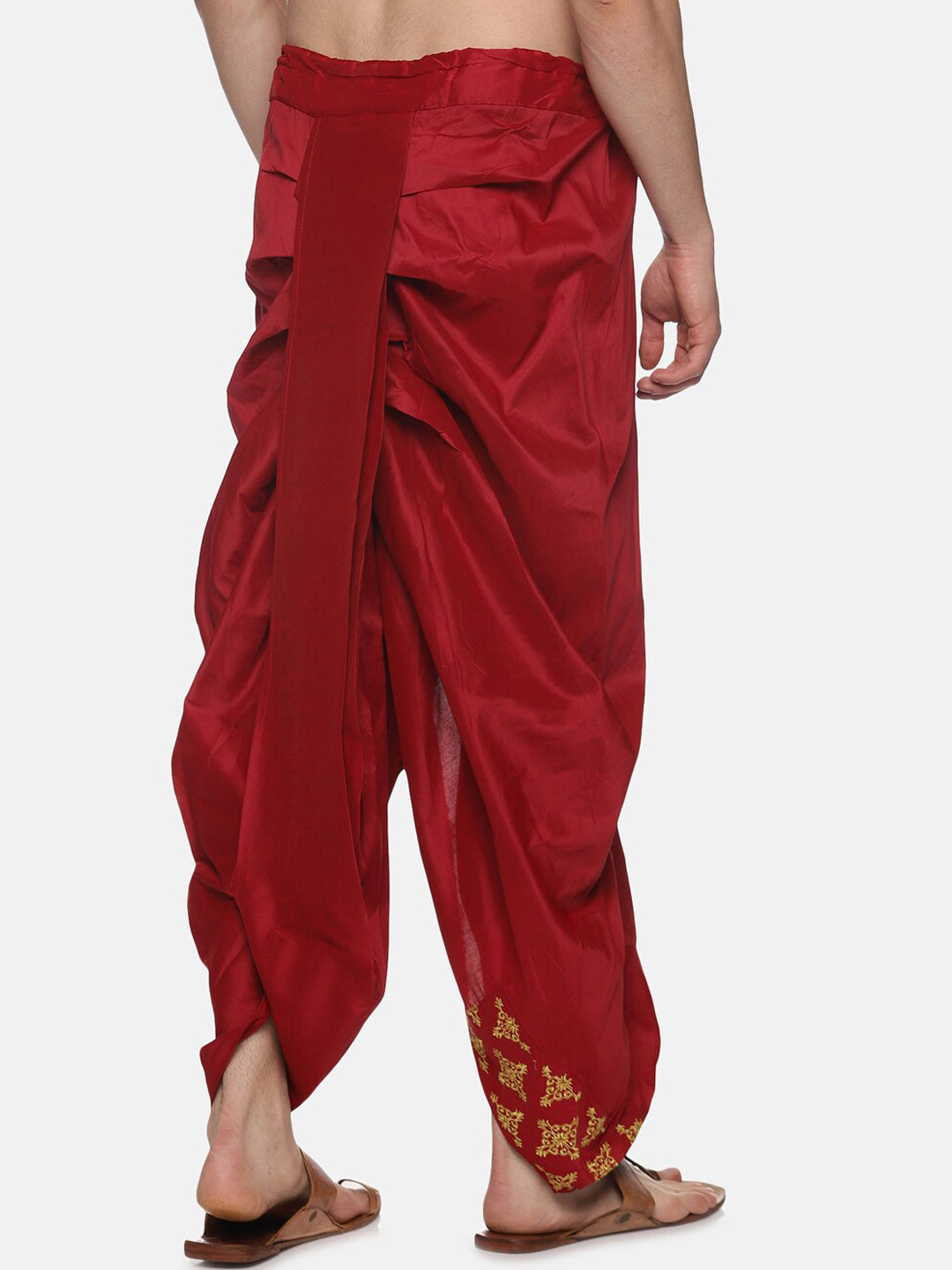Sethukrishna Men Maroon Embroidered Dhotipants | Swadesiicart