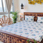 URBAN SPACE Divine White Ethnic Motifs 144 TC Cotton Queen Bedsheet & 2 Pillow Covers - Swadesiicart
