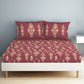 SPACES Aurum Red Ethnic Motifs Pure Cotton 140 TC Queen Bedsheet with 2 Pillow Covers - Swadesiicart