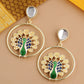 Shoshaa Green Peacock Shaped Drop Earrings | Swadesiicart