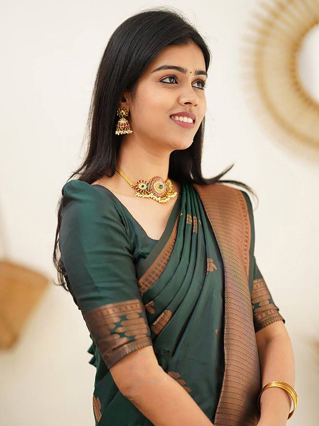Kalini Woven Design Ethnic Motifs Zari Banarasi Saree | Swadesiicart