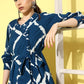 InWeave Women's Indigo Criss Cross Belted Coord Set - Swadesiicart