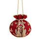 Masq Red & Gold-Toned Embellished Embroidered Potli Clutch