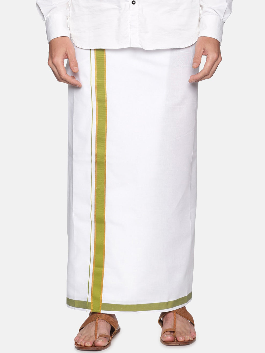Sethukrishna Men White Solid Cotton Regular Dhoti | Swadesiicart