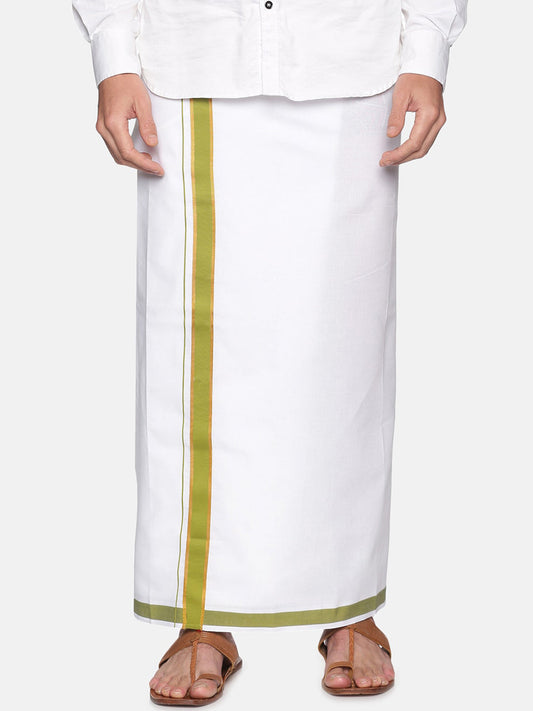 Sethukrishna Men White Solid Cotton Regular Dhoti | Swadesiicart