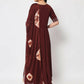 FIORRA Women's Maroon Poly Crepe Flared Kurta With Dupatta - Swadesiicart