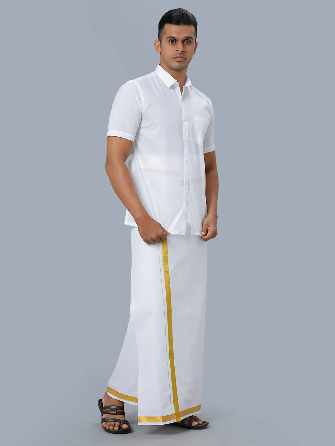 Ramraj Cotton Mens Half Sleeve Formal 100 % Cotton White Shirt | Swadesiicart
