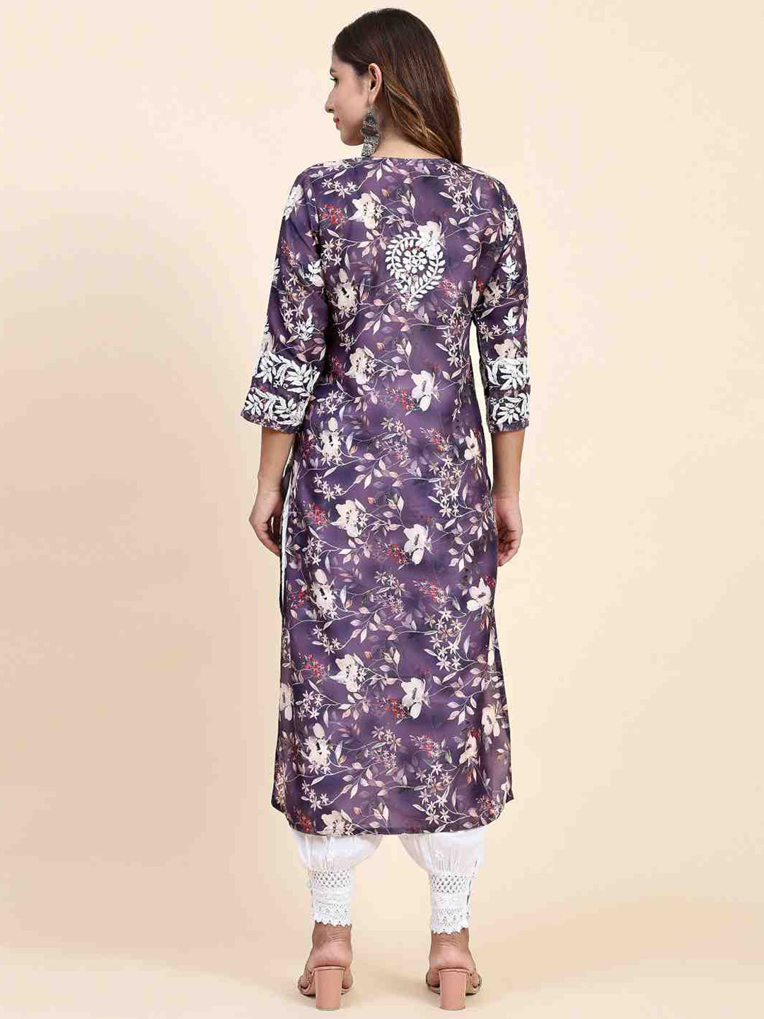 HOUSE OF KARI Floral Printed Chikankari Work Kurta | Swadesiicart