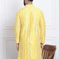Sojanya Men Yellow & White Ethnic Motifs Embroidered Straight Kurta | Swadesiicart
