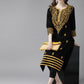 ADA Women Black & Mustard Yellow Pure Cotton Chikankari Embroidered Handloom Kurta with Trousers | Swadesiicart