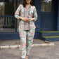 Pink & Blue Rayon Paisley Printed Top with Matching Bottom - Eesha - Swadesiicart
