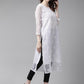 ADA Women White & Black Chikankari Embroidered Handloom Kurta & Slip with Churidar | Swadesiicart