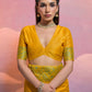 Vishnu Weaves Women's Yellow Handloom Raw Silk Woven Border Saree with Blouse - Swadesiicart