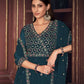 Jyoti Fashion Women's Rama Georgette Embroidered Anarkali Kurta Pant Set With Dupatta | Swadesiicart